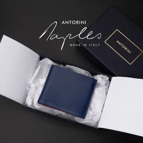 10cc Bifold Wallet in Navy and Red, ANTORINI Naples