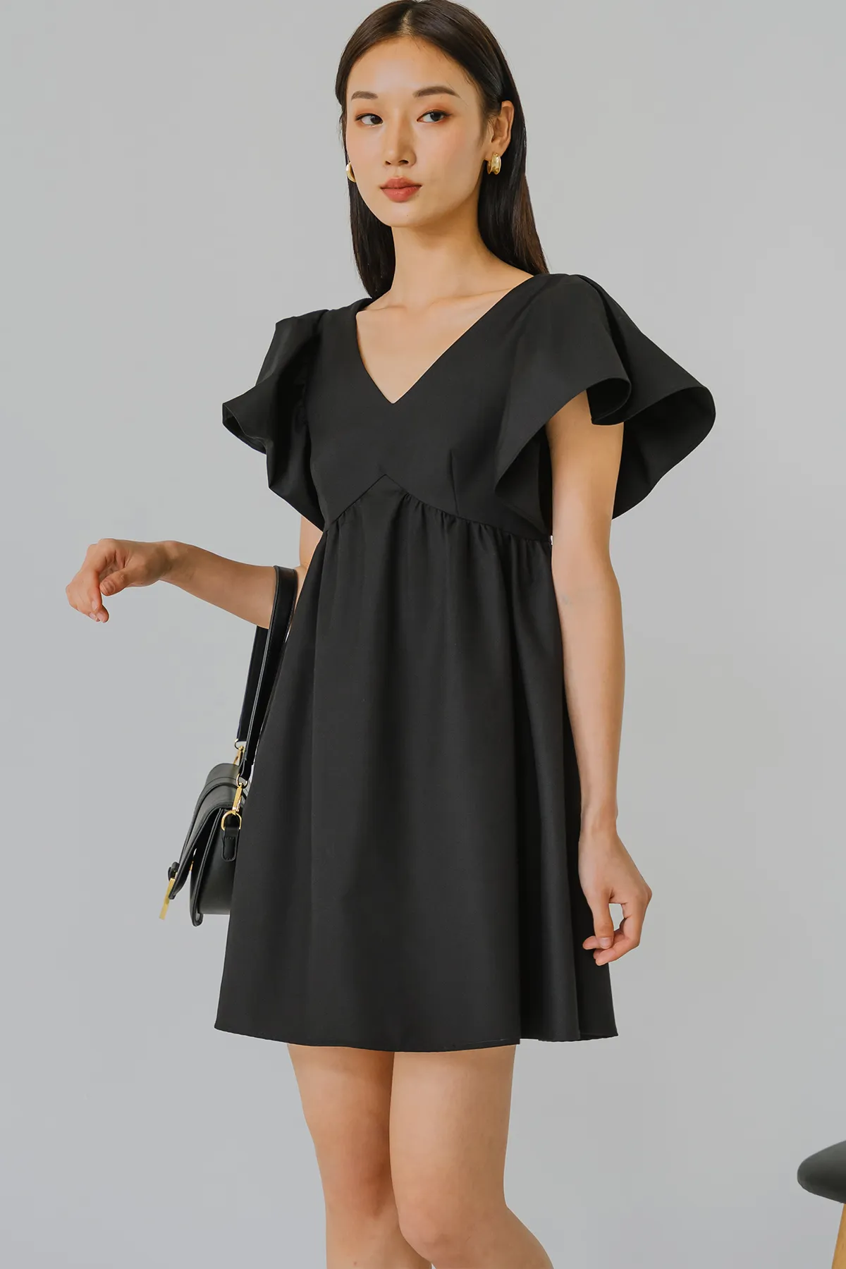 Above The Clouds Romper Dress (Black)