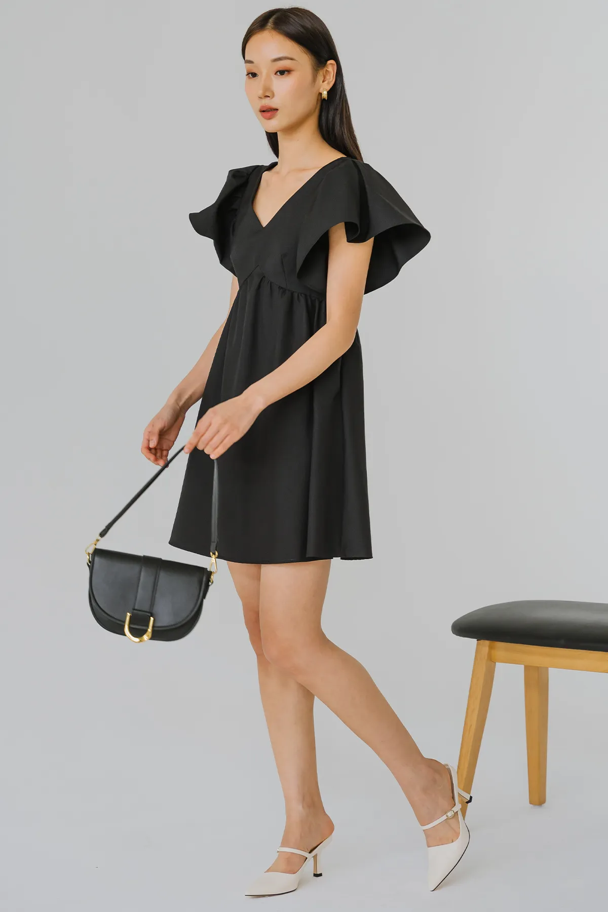 Above The Clouds Romper Dress (Black)