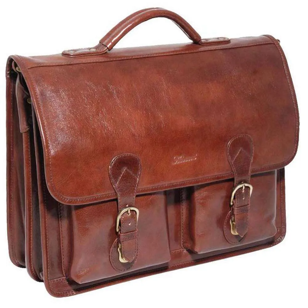 Ashwood Leather Chelsea Veg Tan Compatible Laptop Briefcase - Chestnut