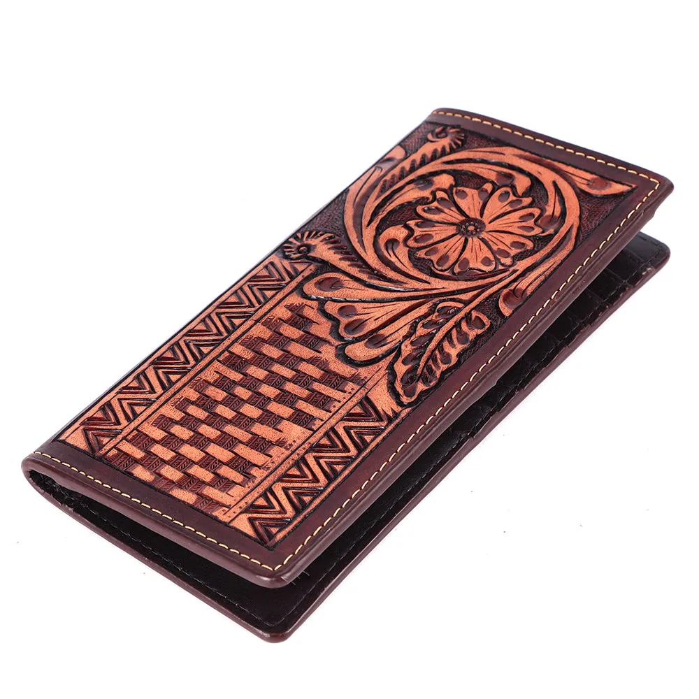 Bar H Equine Women Floral Hand Tooled Genuine Leather Western Handbag Wallet Purse