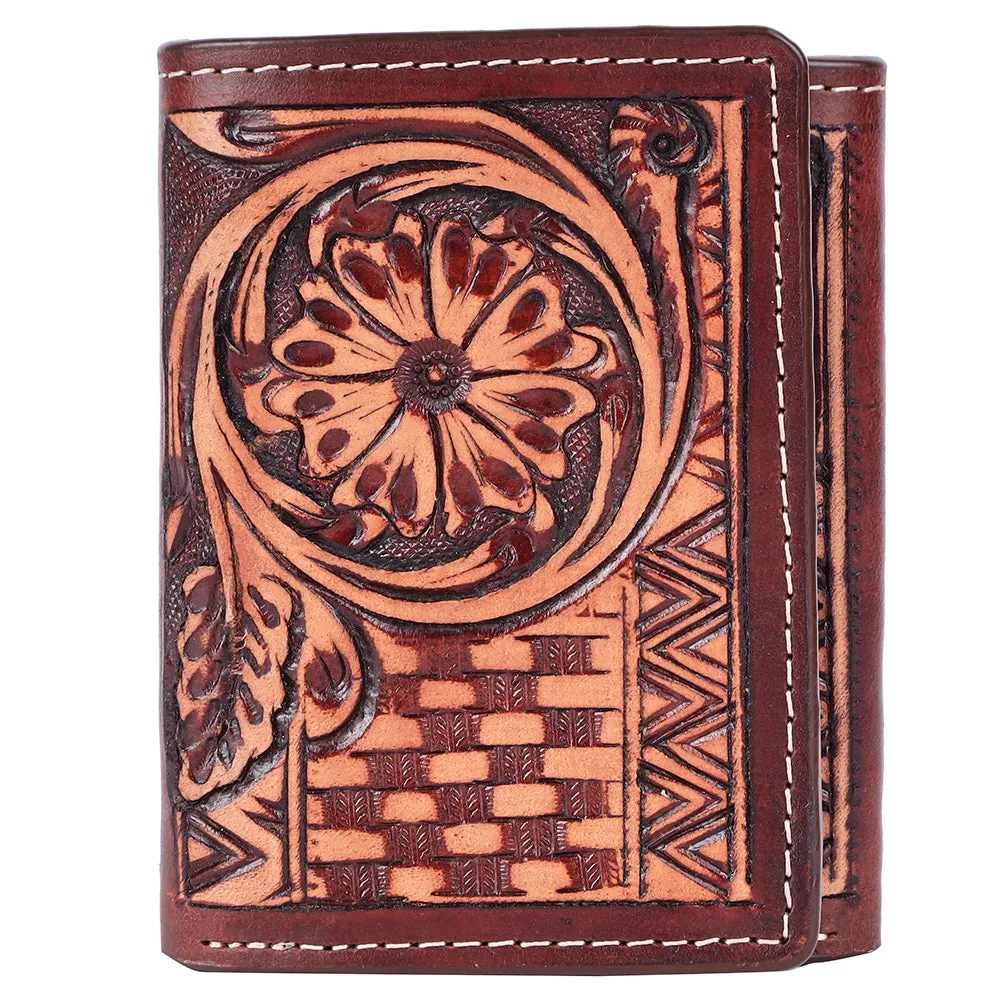 Bar H Equine Women Floral Hand Tooled Genuine Leather Western Handbag Wallet Purse