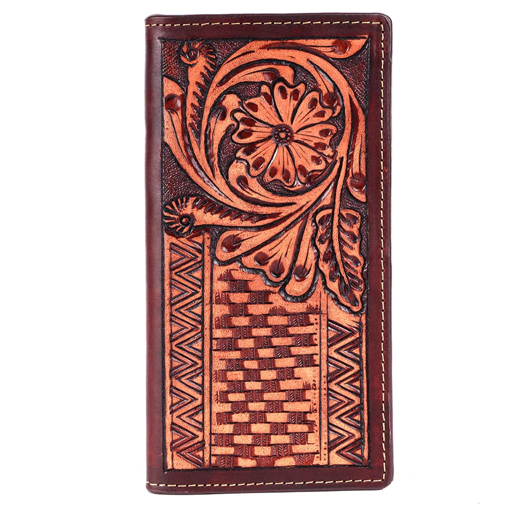 Bar H Equine Women Floral Hand Tooled Genuine Leather Western Handbag Wallet Purse