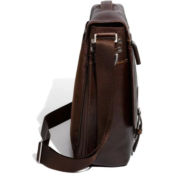 Boconi Tyler Tumbled Leather Expandable Messenger Bag