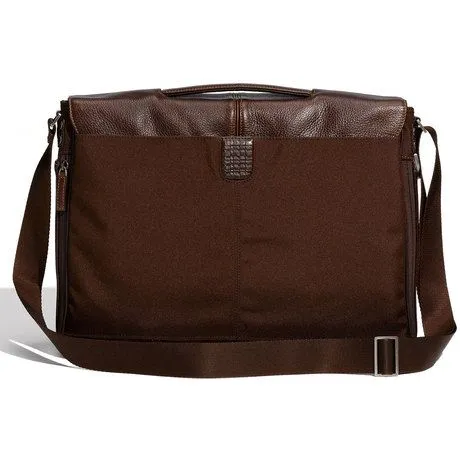 Boconi Tyler Tumbled Leather Expandable Messenger Bag