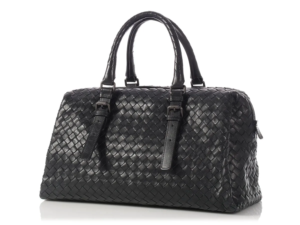 Bottega Veneta Black Woven Leather Satchel