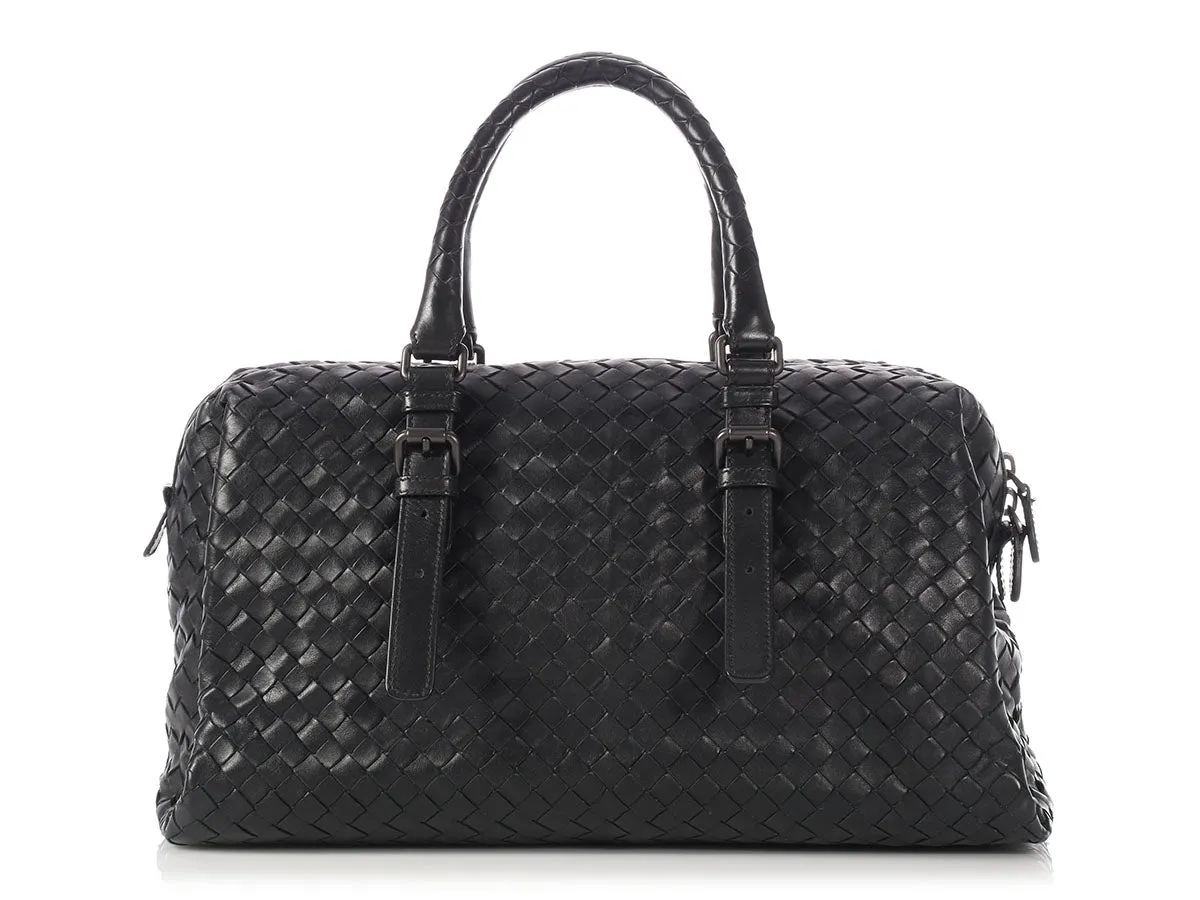 Bottega Veneta Black Woven Leather Satchel