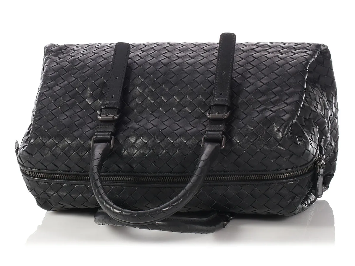 Bottega Veneta Black Woven Leather Satchel