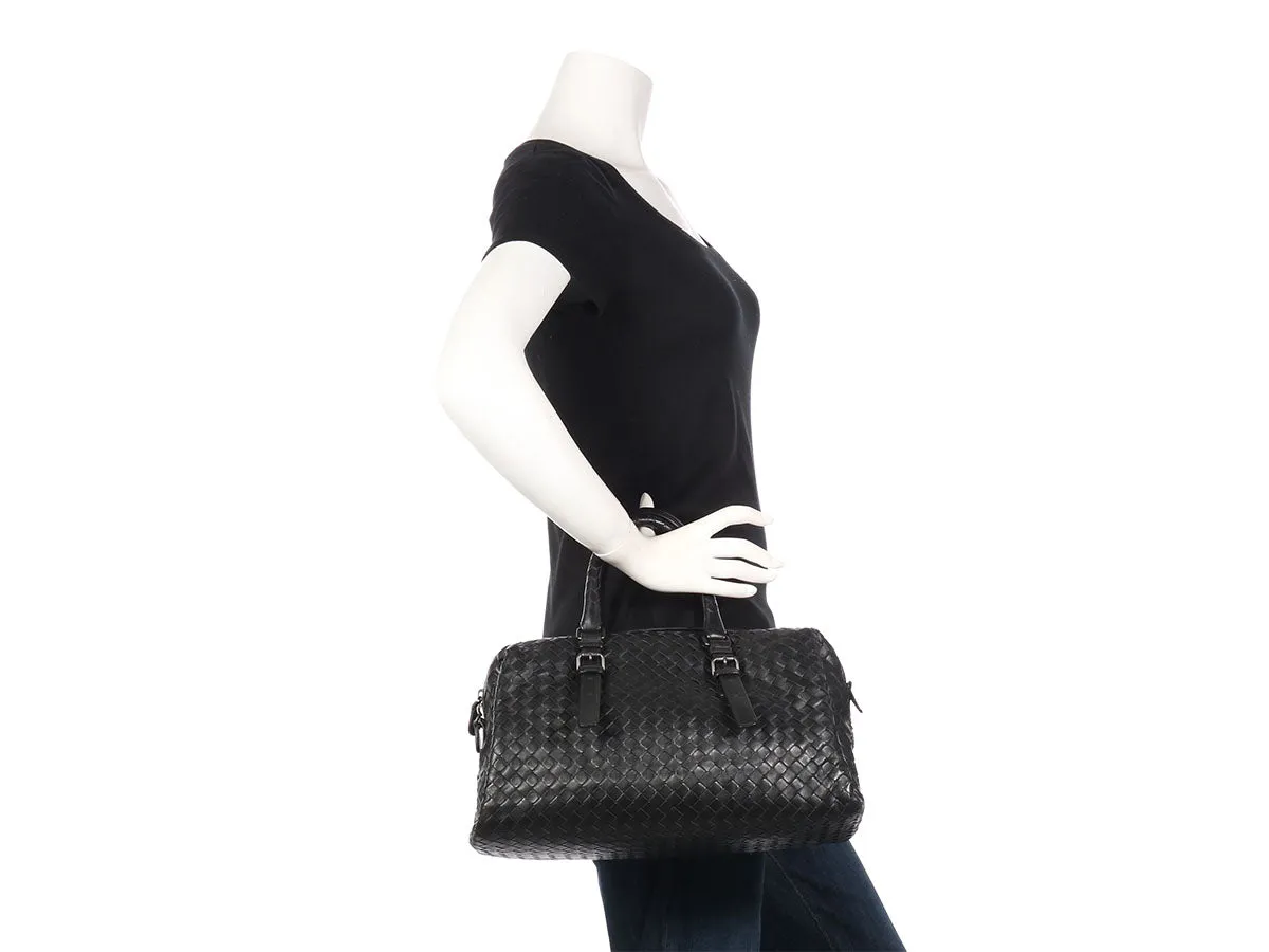 Bottega Veneta Black Woven Leather Satchel