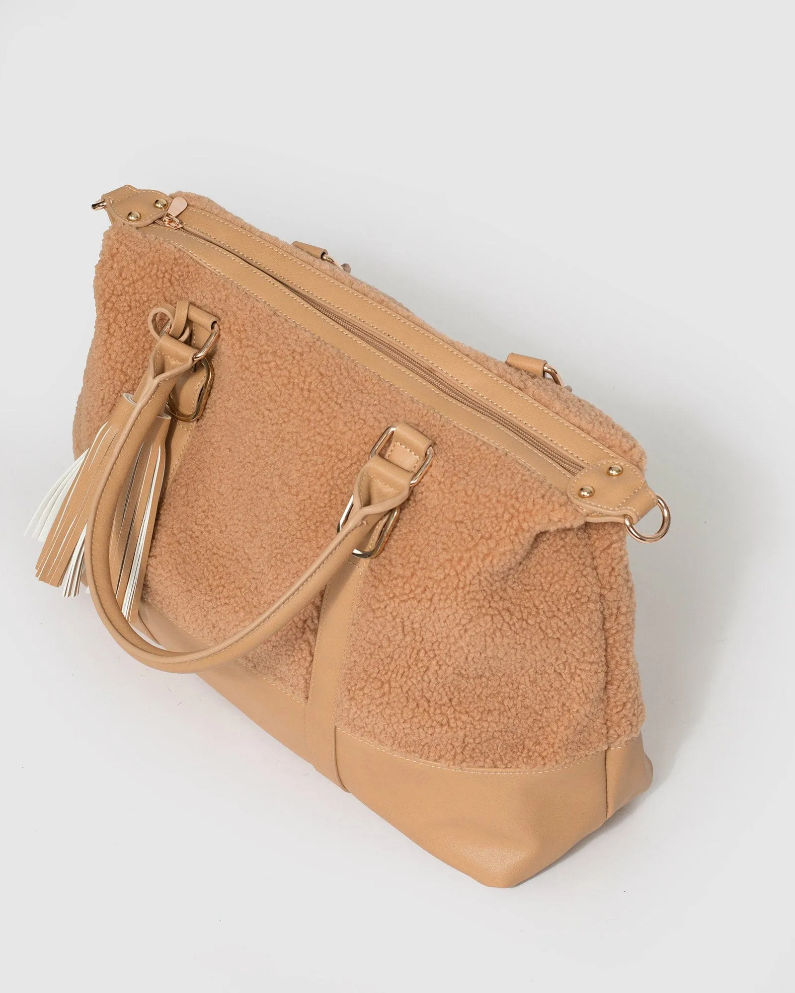 Caramel Jojo Tassel Overnight Bag