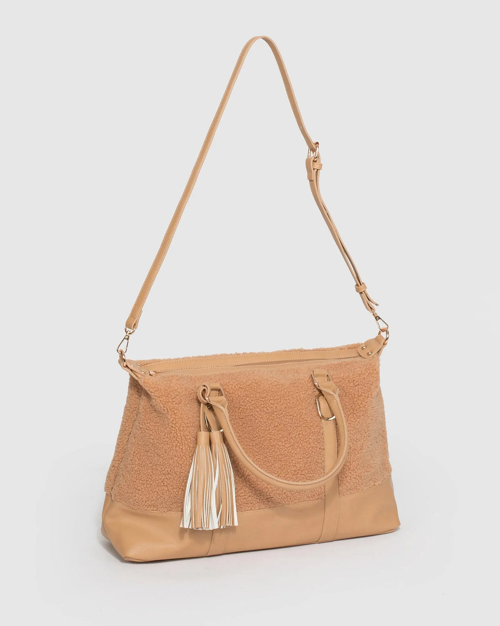 Caramel Jojo Tassel Overnight Bag