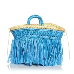 CATERINA BERTINI FRINGE MINI TOTE BLUE