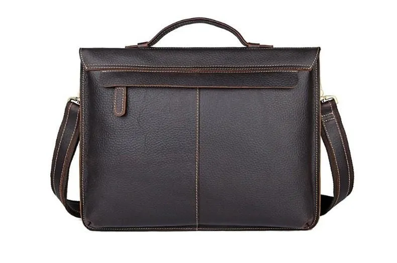 Coffee Leather Mens Laptop Bags Briefcase