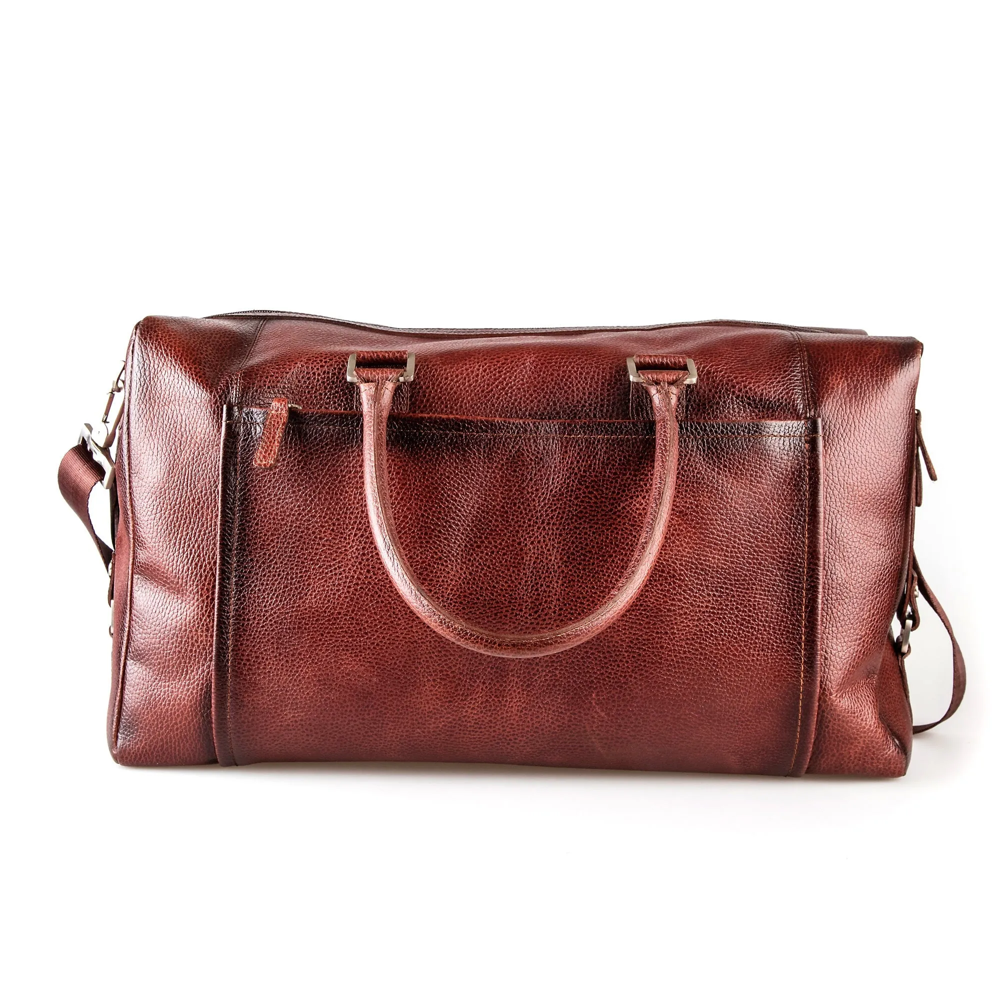 Fendrihan Pebbled Leather Travel Bag, Brandy