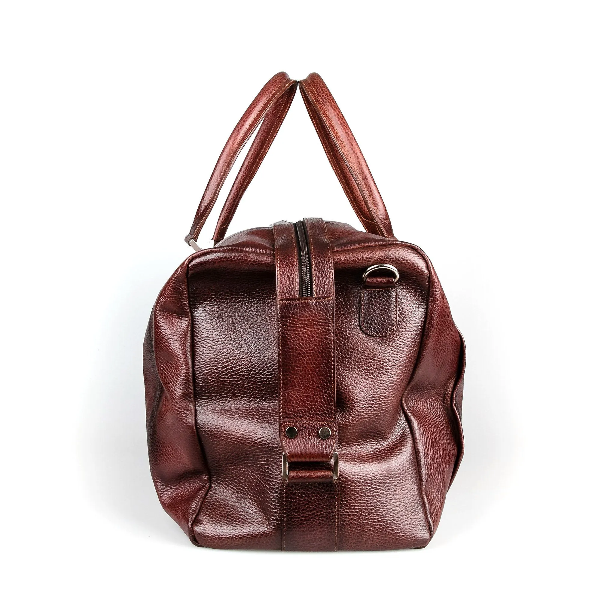 Fendrihan Pebbled Leather Travel Bag, Brandy