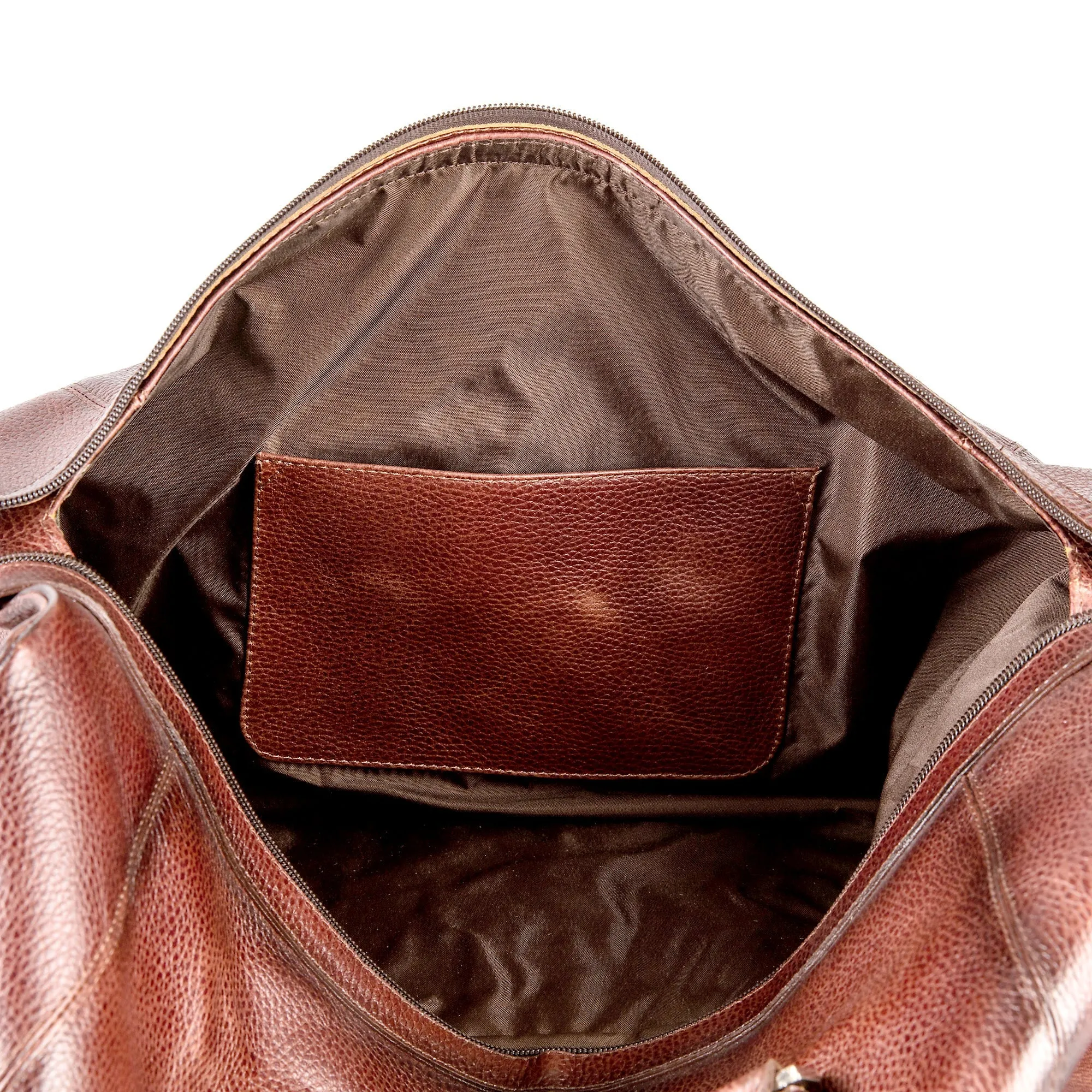 Fendrihan Pebbled Leather Travel Bag, Brandy