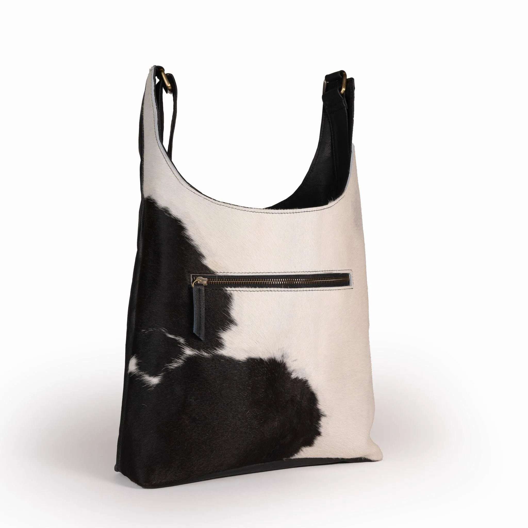 Front Fur Cowhide & Leather Satchel