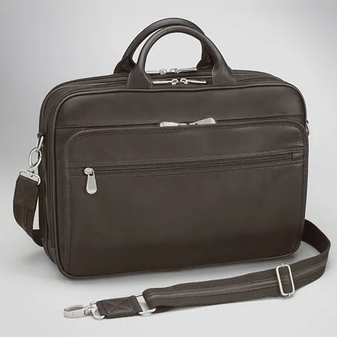 GTM Espresso Brown Leather Men's Concealed Carry Briefcase