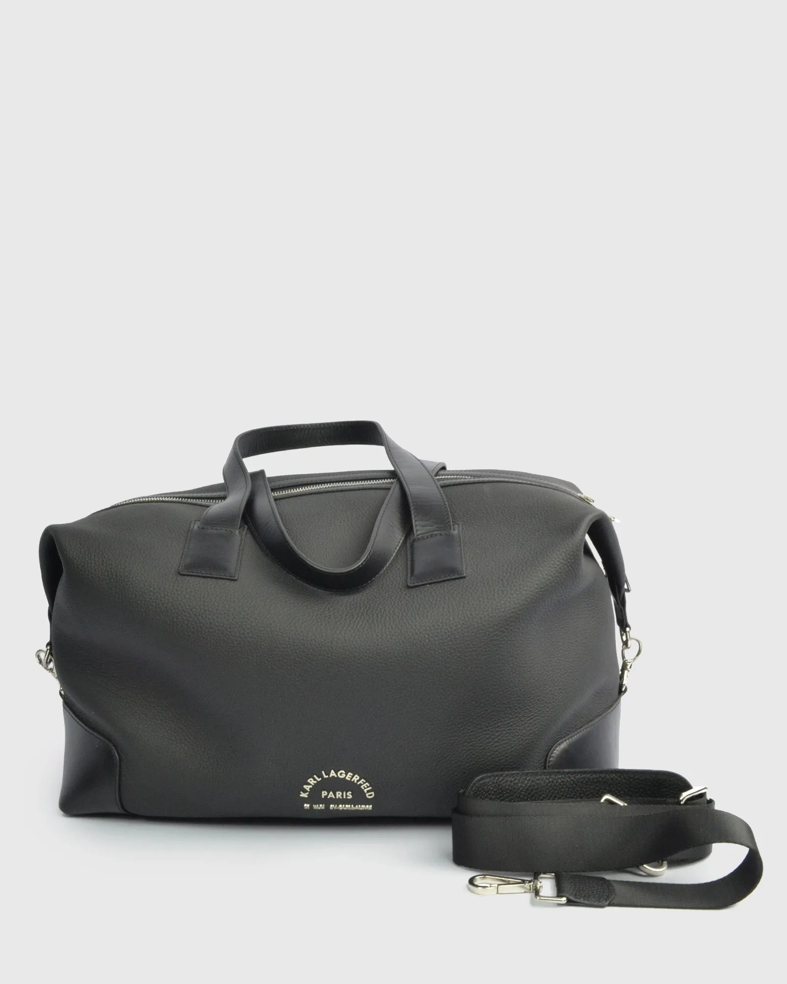 KARL LAGERFELD 815900-990 BLACK CALF LEATHER OVERNIGHT BAG