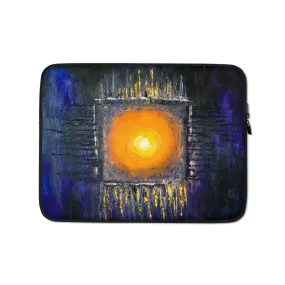 LAPTOP SLEEVE Blue Orange Sun Abstract Artsy Print