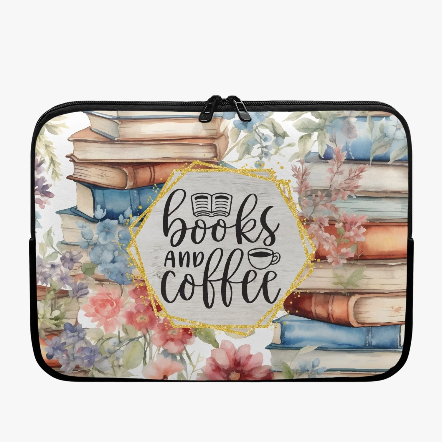 Laptop Sleeve - without handles - Books and Coffee