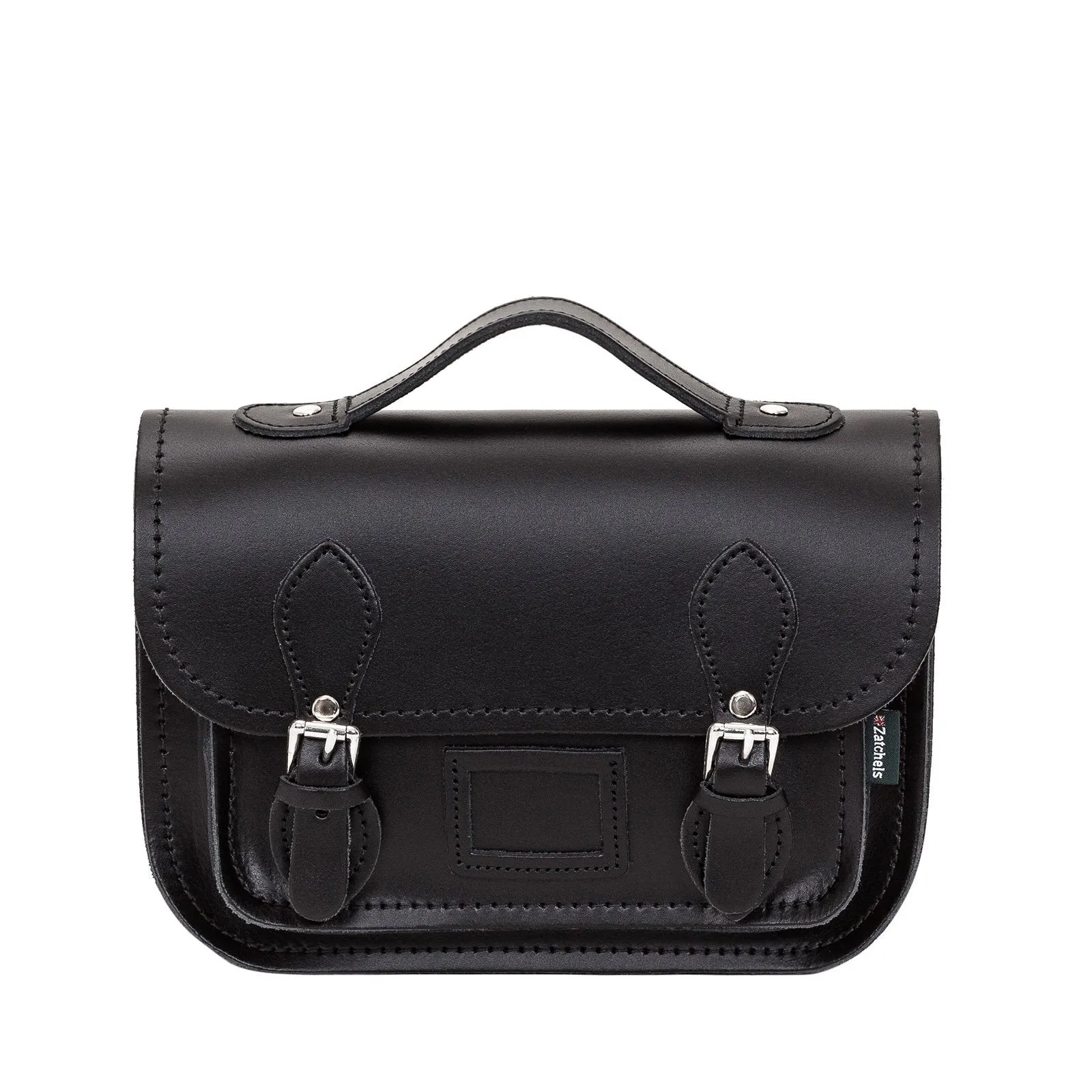 Leather Midi Satchel - Black