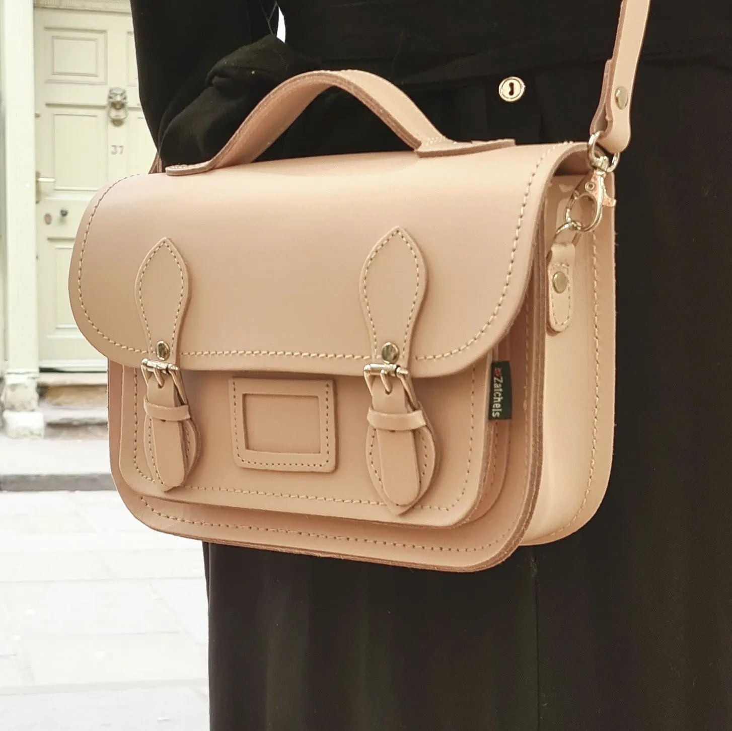 Leather Midi Satchel - Cherry Blossom