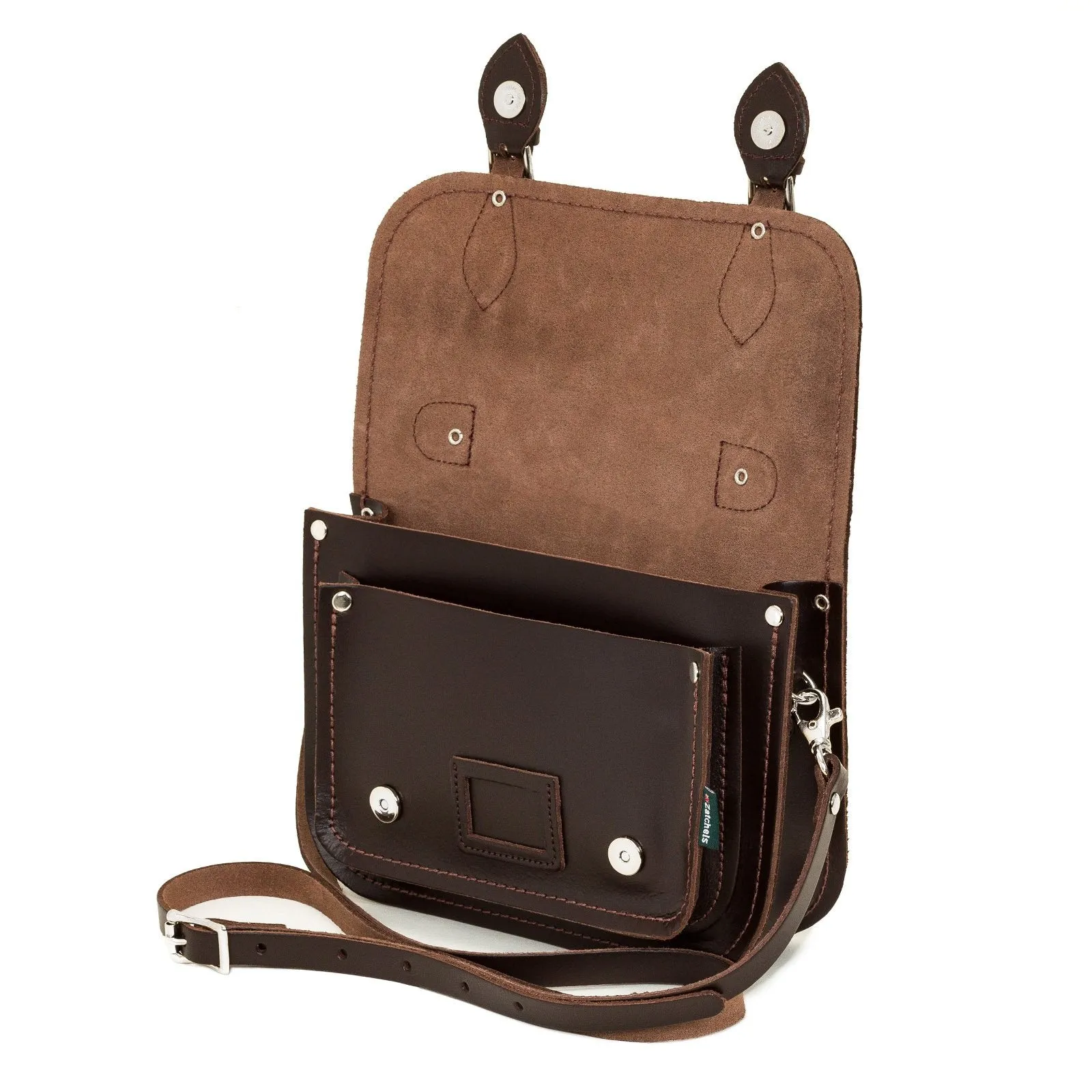 Leather Midi Satchel - Dark Brown