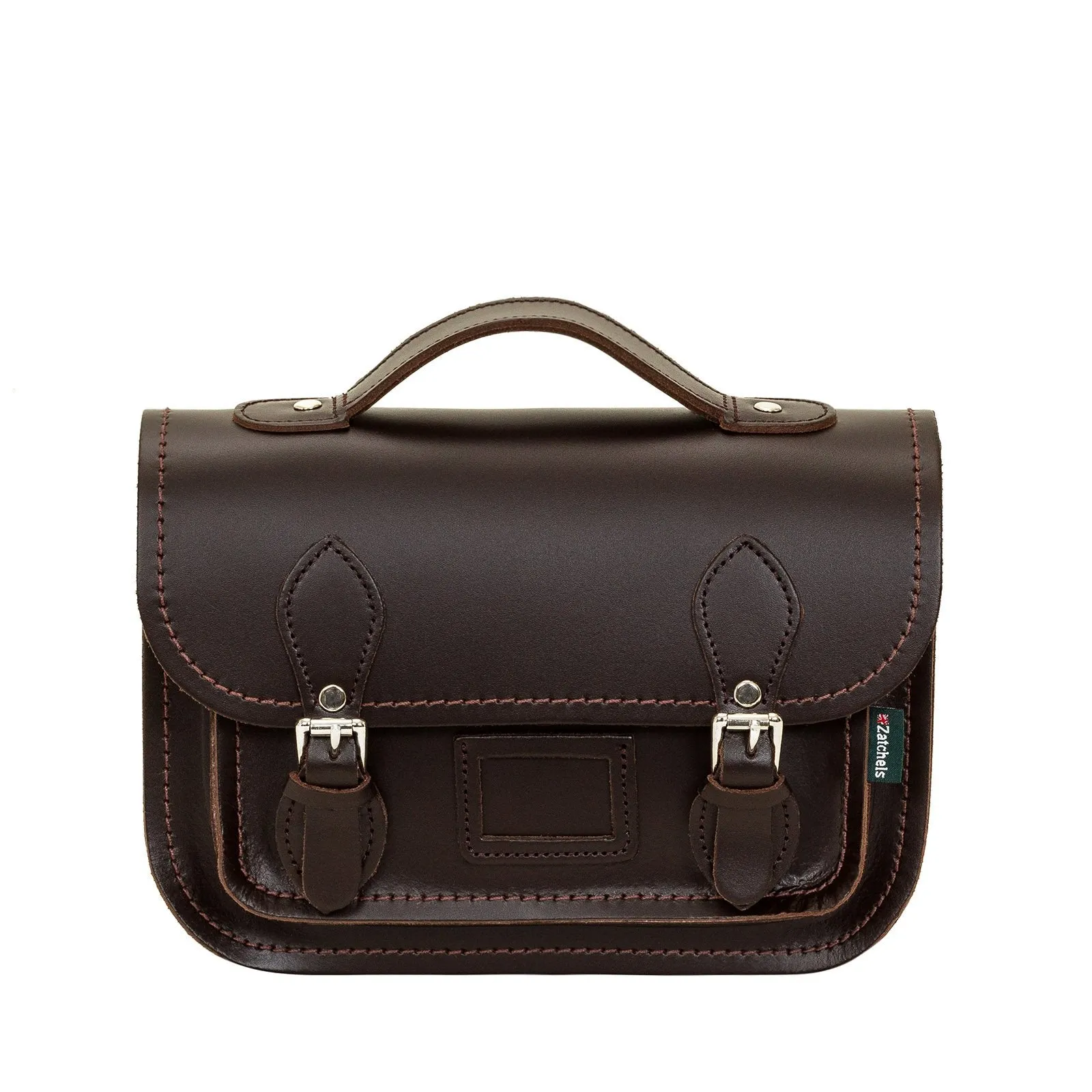 Leather Midi Satchel - Dark Brown