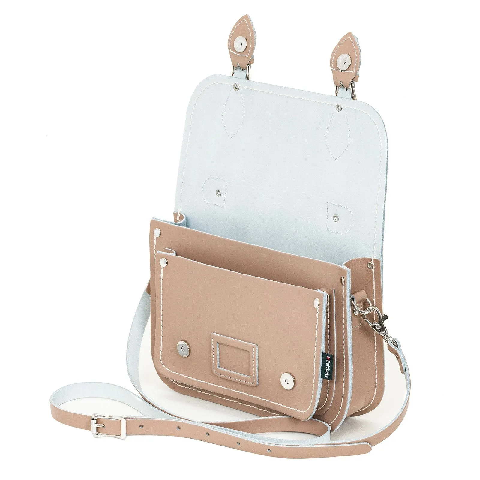 Leather Midi Satchel - Iced Coffee