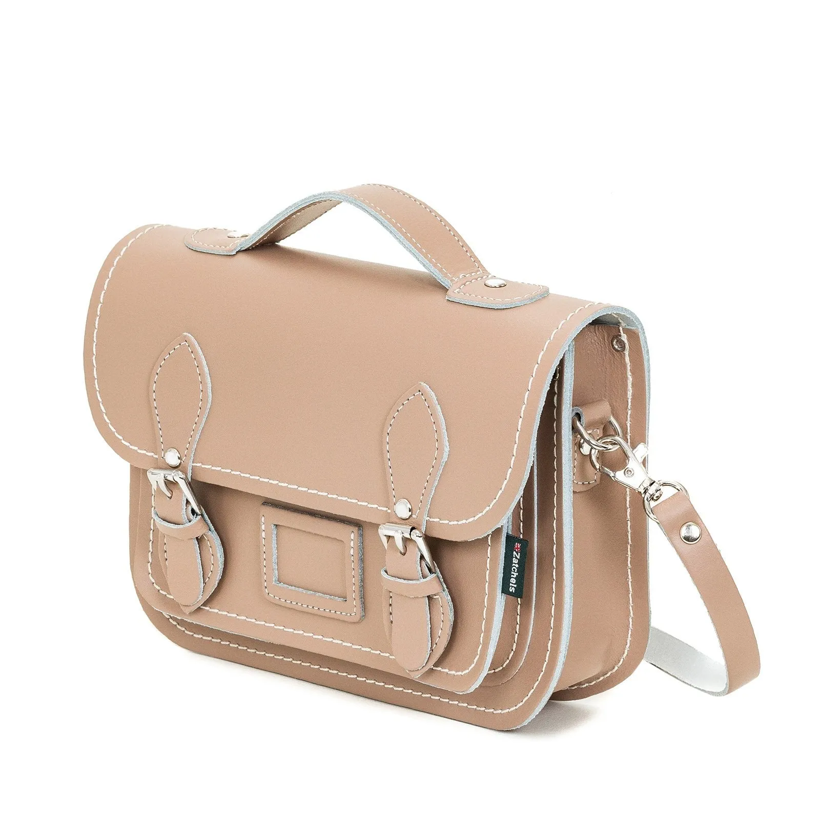 Leather Midi Satchel - Iced Coffee