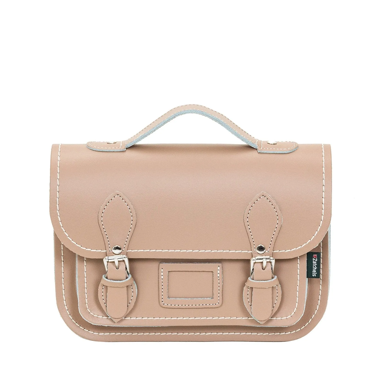 Leather Midi Satchel - Iced Coffee