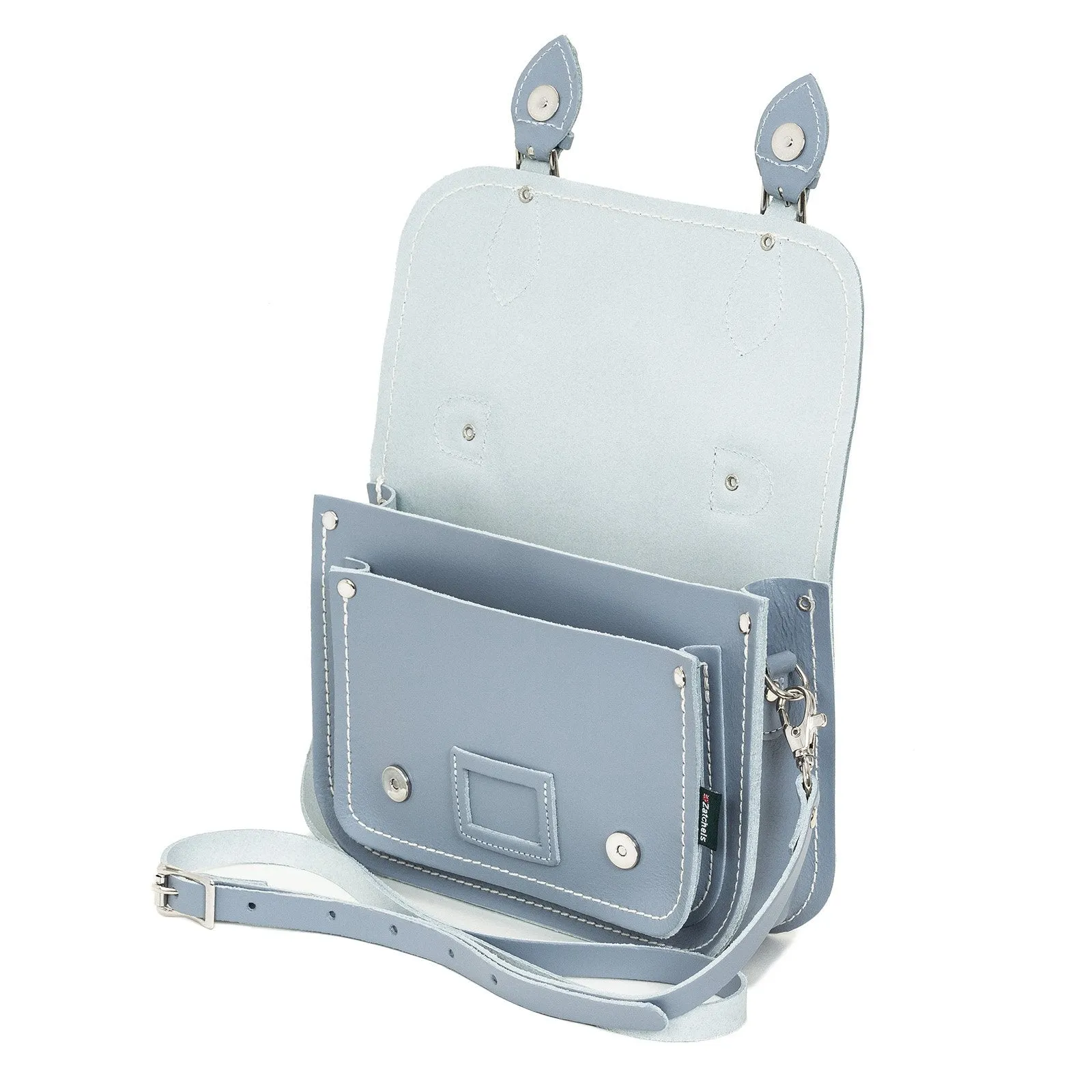 Leather Midi Satchel - Lilac Grey