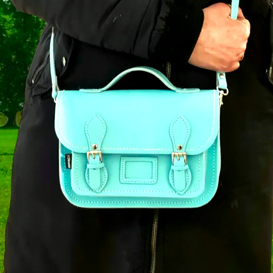 Leather Midi Satchel - Limpet - Shell Blue