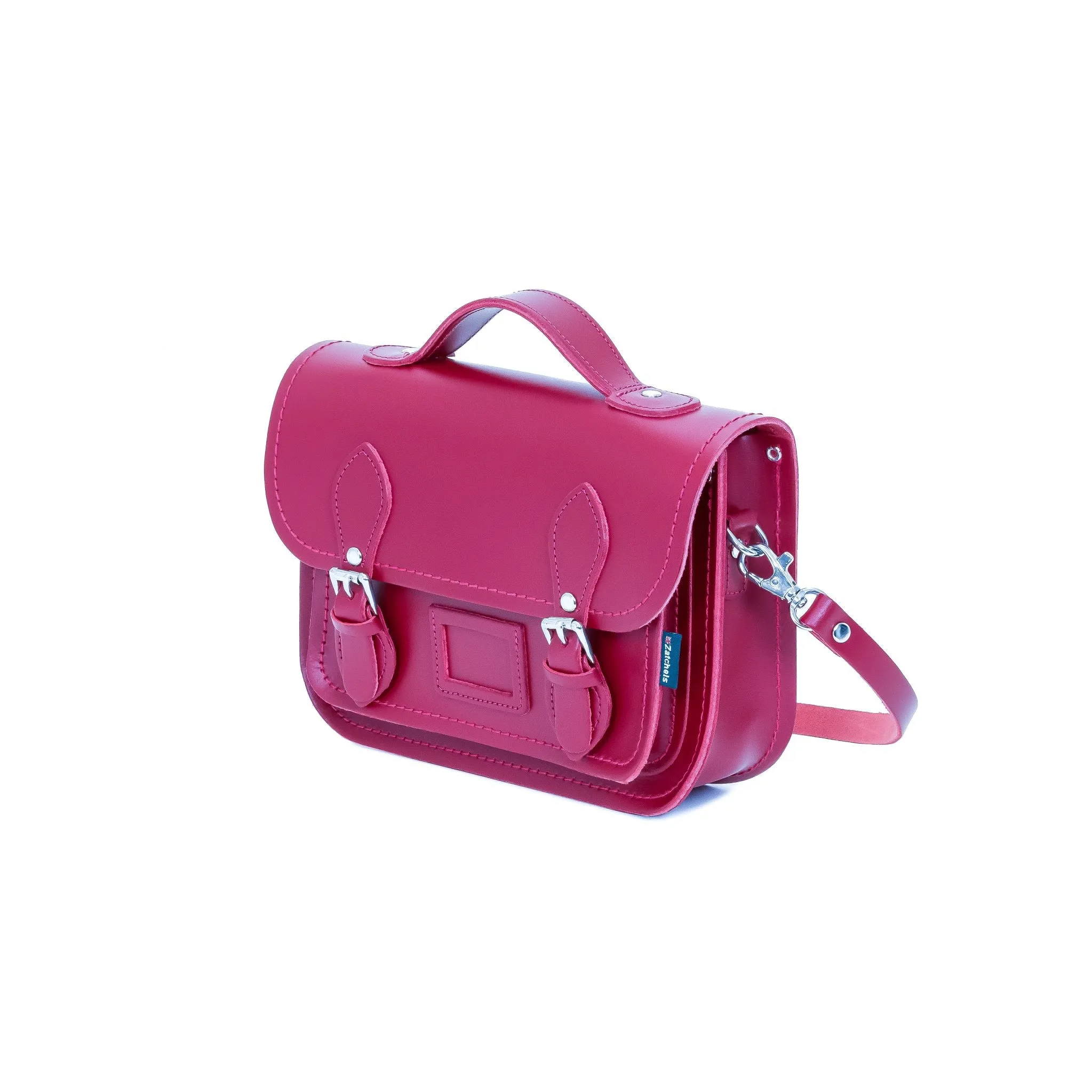 Leather Midi Satchel - Magenta