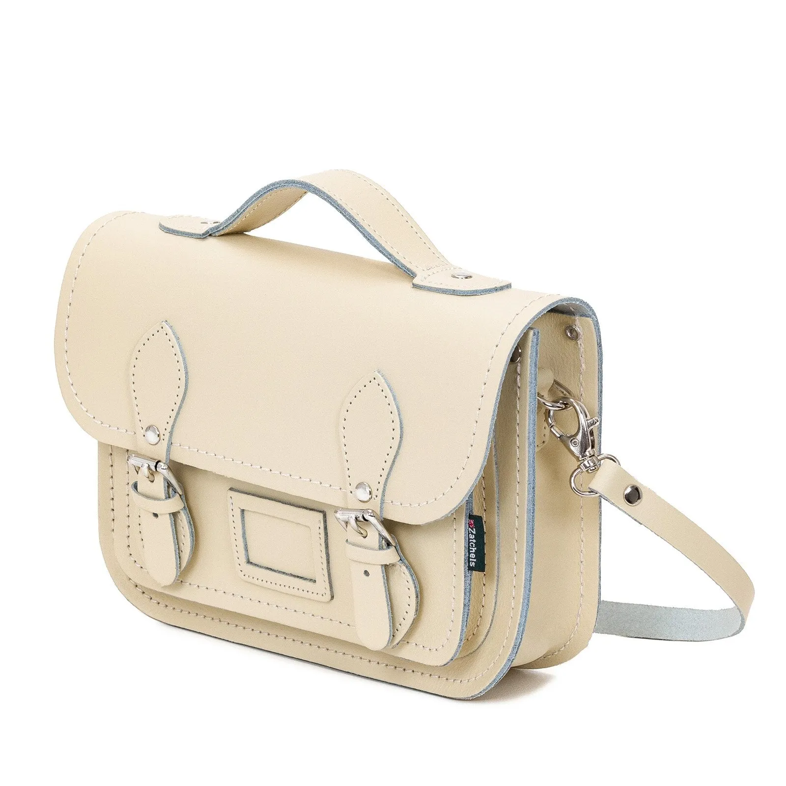 Leather Midi Satchel - Pastel Cream