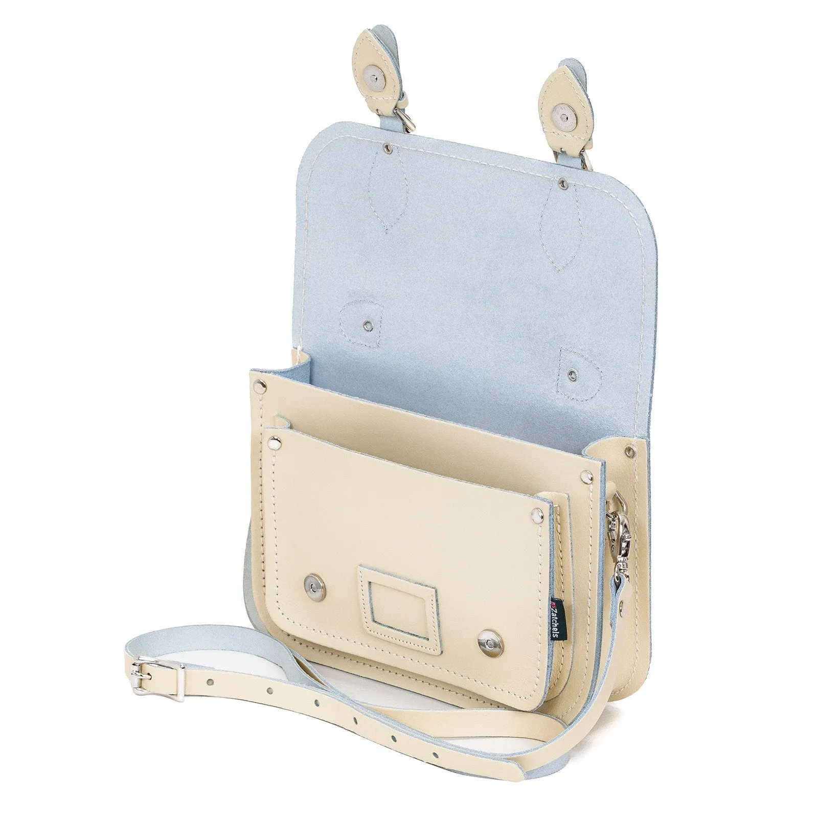 Leather Midi Satchel - Pastel Cream