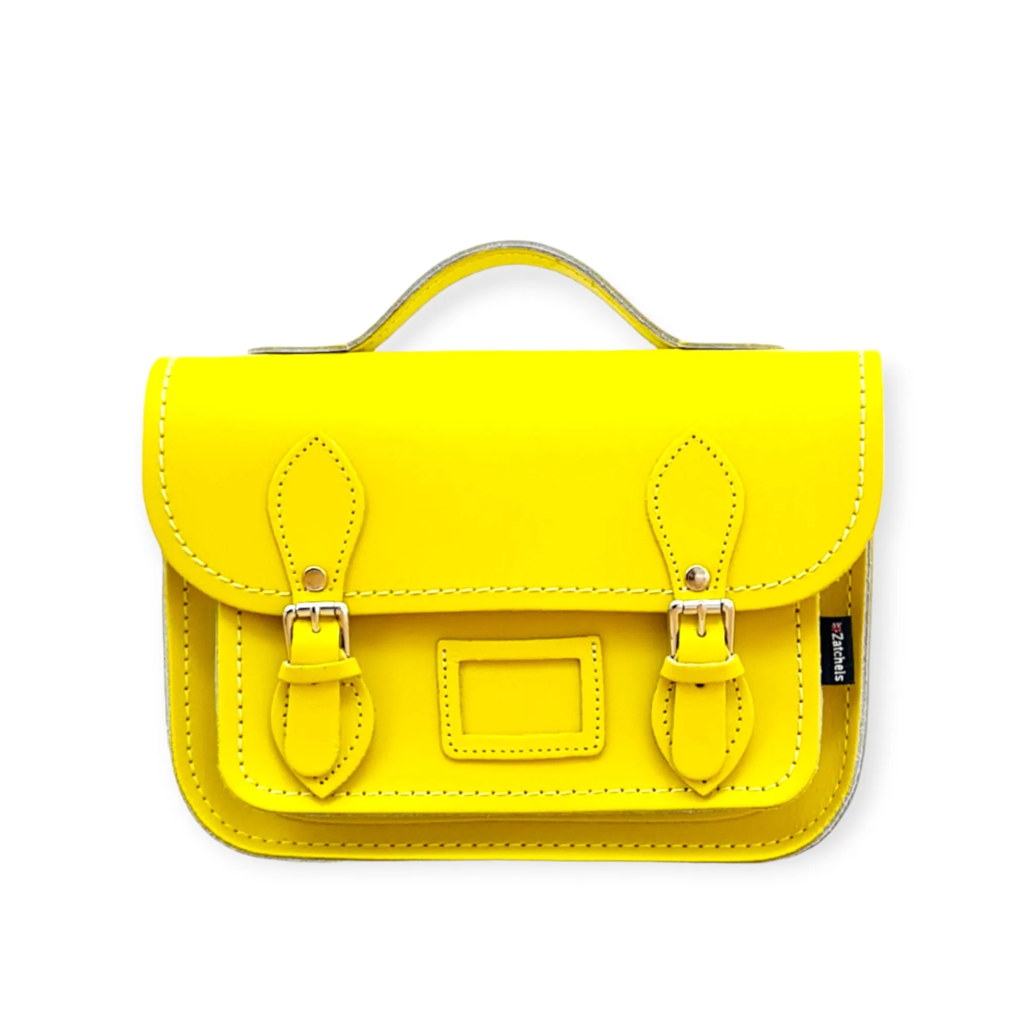 Leather Midi Satchel - Pastel Daffodil Yellow