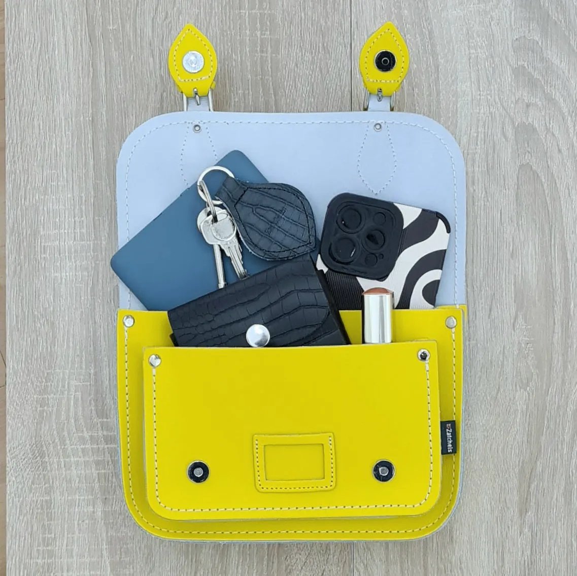 Leather Midi Satchel - Pastel Daffodil Yellow