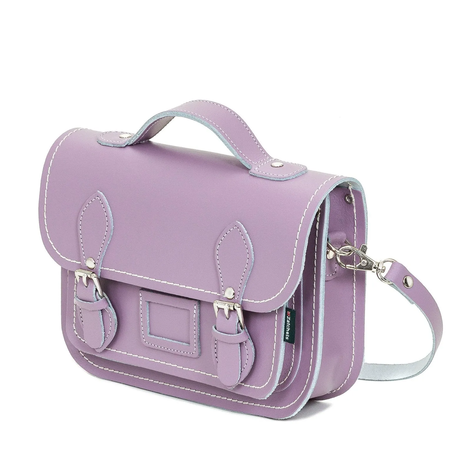 Leather Midi Satchel - Pastel Violet