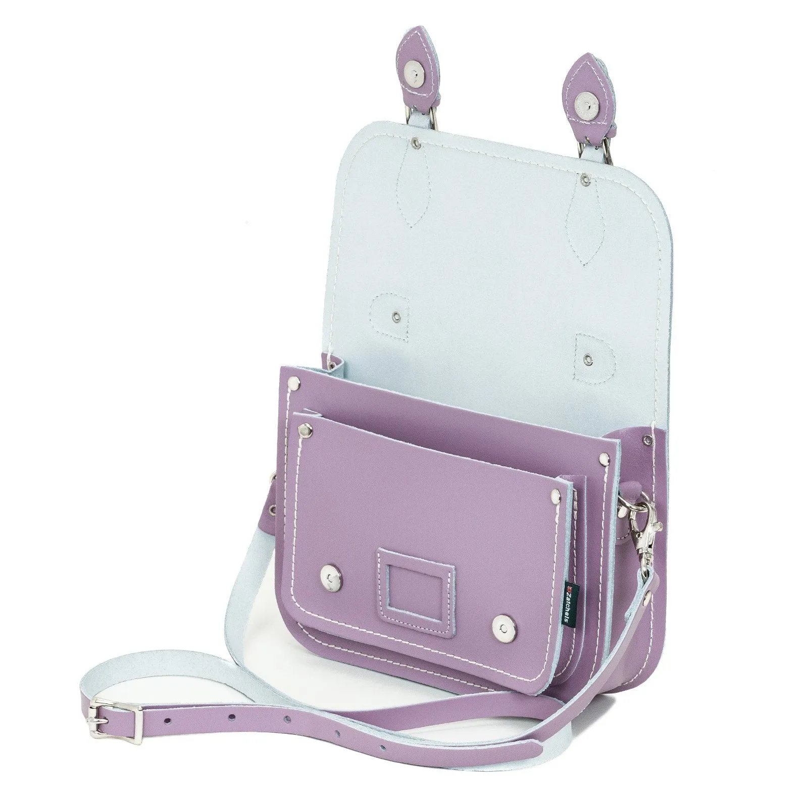 Leather Midi Satchel - Pastel Violet