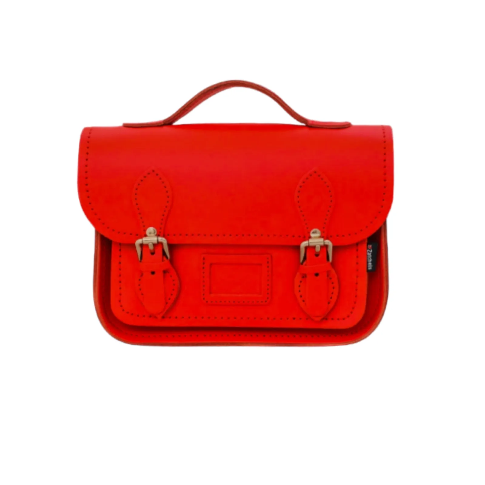 Leather Midi Satchel - Pillar Box Red