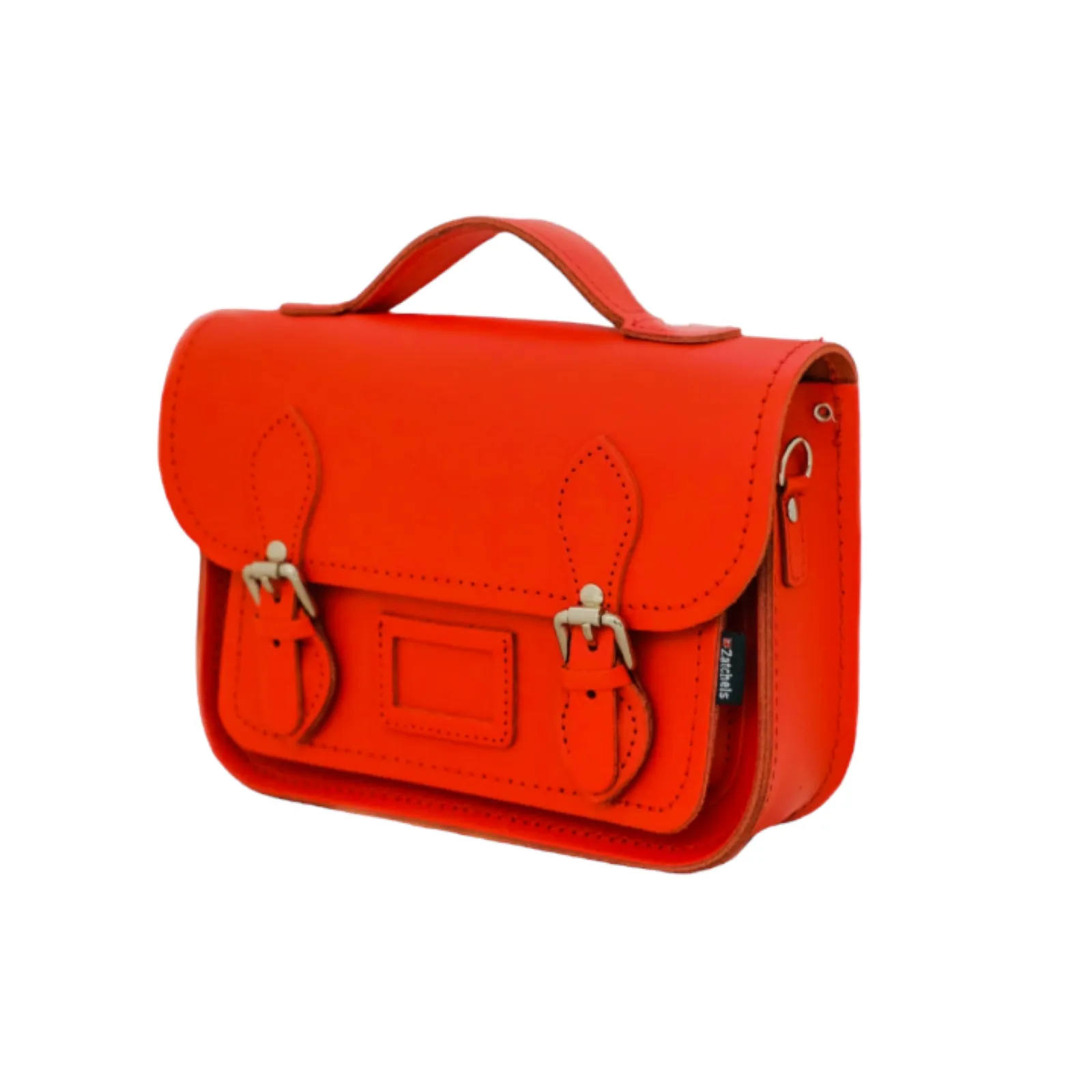 Leather Midi Satchel - Pillar Box Red