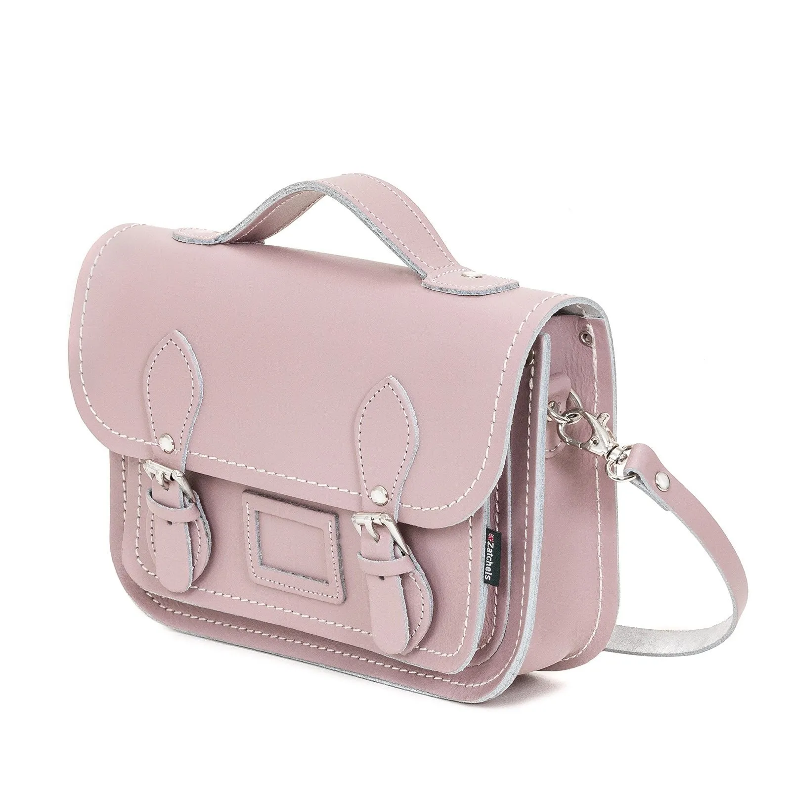 Leather Midi Satchel - Rose Quartz