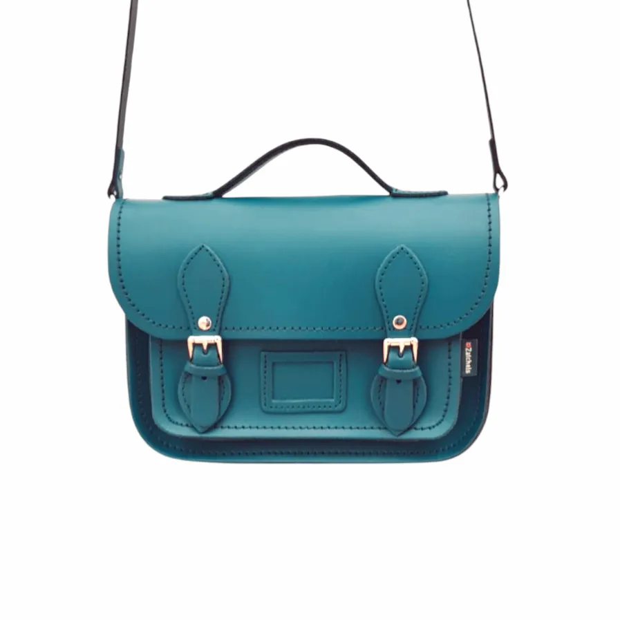 Leather Midi Satchel - Teal