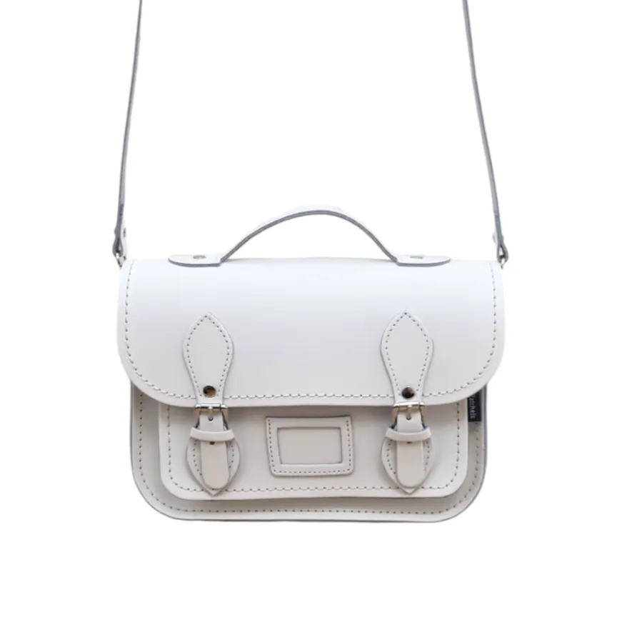 Leather Midi Satchel - White