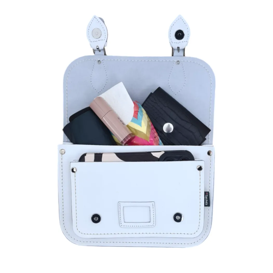 Leather Midi Satchel - White