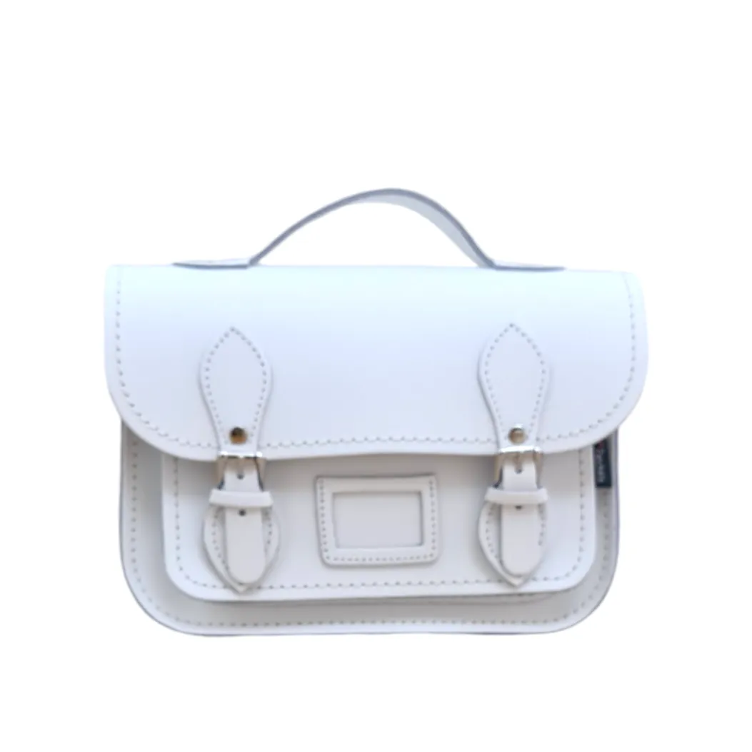 Leather Midi Satchel - White