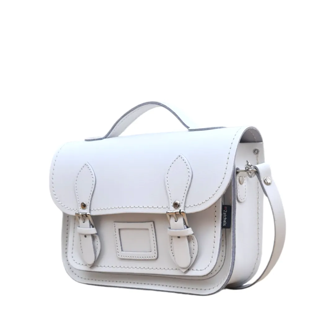 Leather Midi Satchel - White