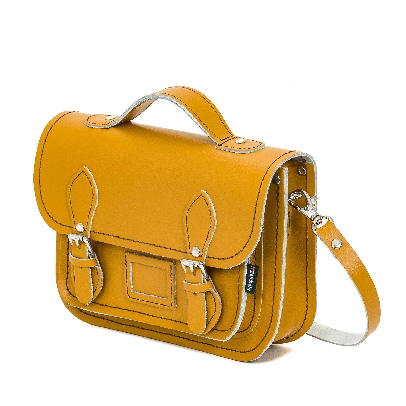 Leather Midi Satchel - Yellow Ochre